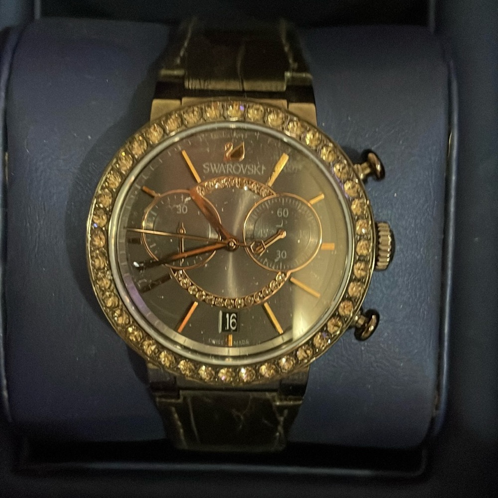 NIB Swarovski Watch in Black Metal